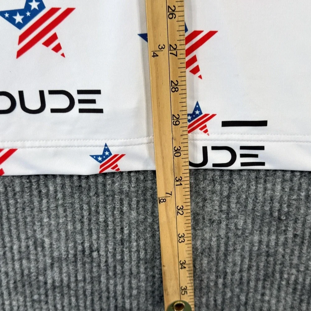Waggle Polo Shirt Mens XL White USA Flag DUDE Print Golf Stretch Performance - Picture 8 of 9